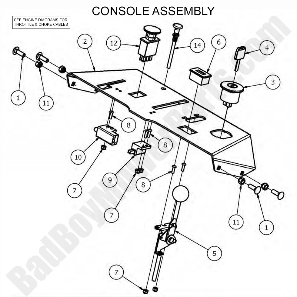 1664 - Bad Boy Mower Parts Lookup > 2017 > Walk Behind > Console Assembly